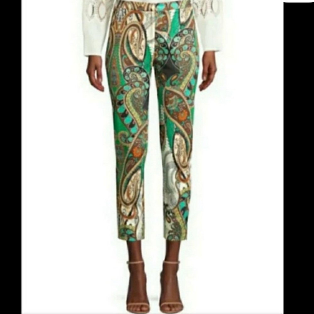 Kobi Halperin Carly Green Paisley Leaf Cropped Pants